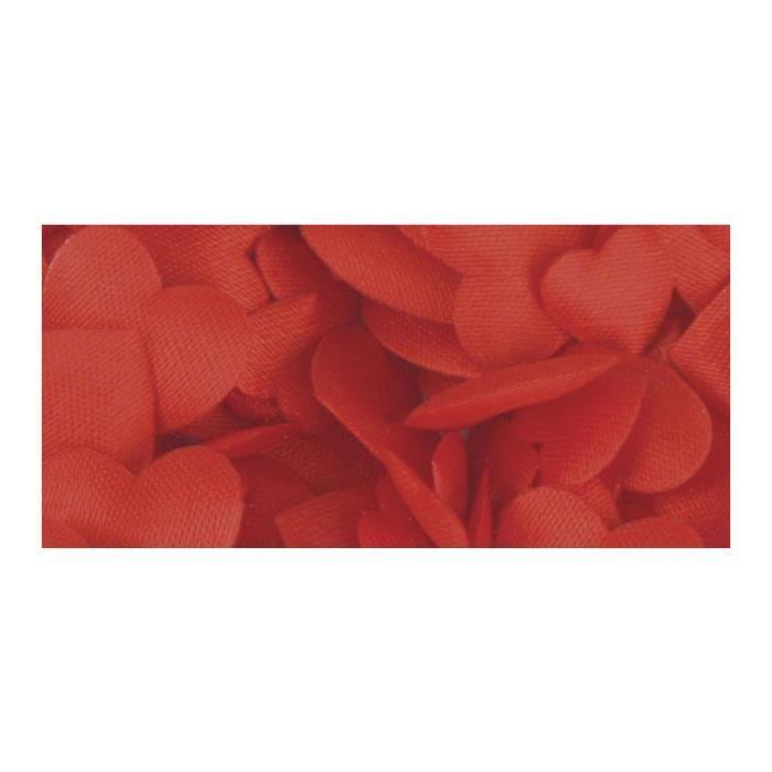 Miniatures satin-tissu: Coeur, ouaté, rouge, 2tailles, 13+20mm, bte coeur-PVC 100pces