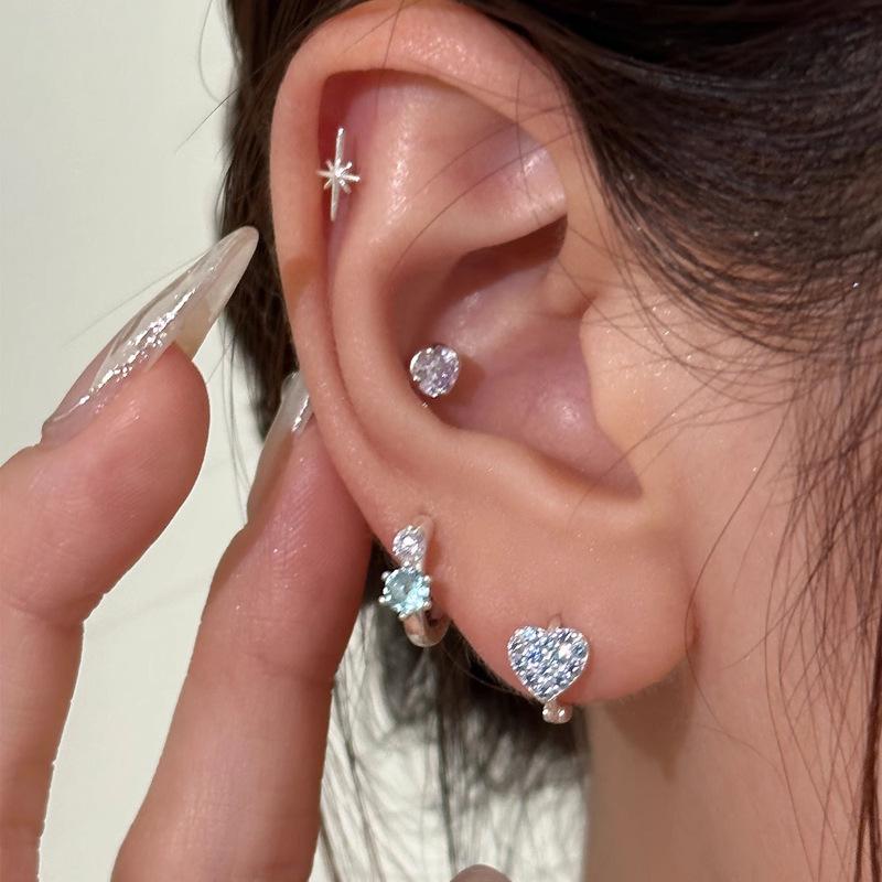 Sweet Heart Elegant Round Zirconia Earrings for Women - Versatile, Creative, and Trendy Accessories