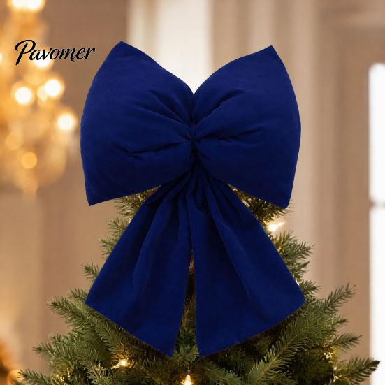 Decorative Velvet Bows for Wreaths Christmas Flocked Fabric Bow, Large Red Bow with Hanging Strap, Gifts Festive Pendant Tree, Holiday Home
