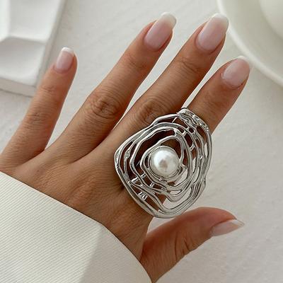 Anello Irregolare Semplice Versatile Per Donne Ragazze Punk Hip Hop Aperto Regolabile Anello per Dita Gioielli Accessori Regali