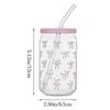 Stylish 500ML Bow Cups High Temperature Resistant With Lids Bowknot Glasses Glass Straw Cups for Drinking Milk