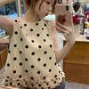 Summer New French Pure Desire Style Fungus Edge Polka Dot Sleeveless Shirt Women's Design Sense Loose and Thin Top