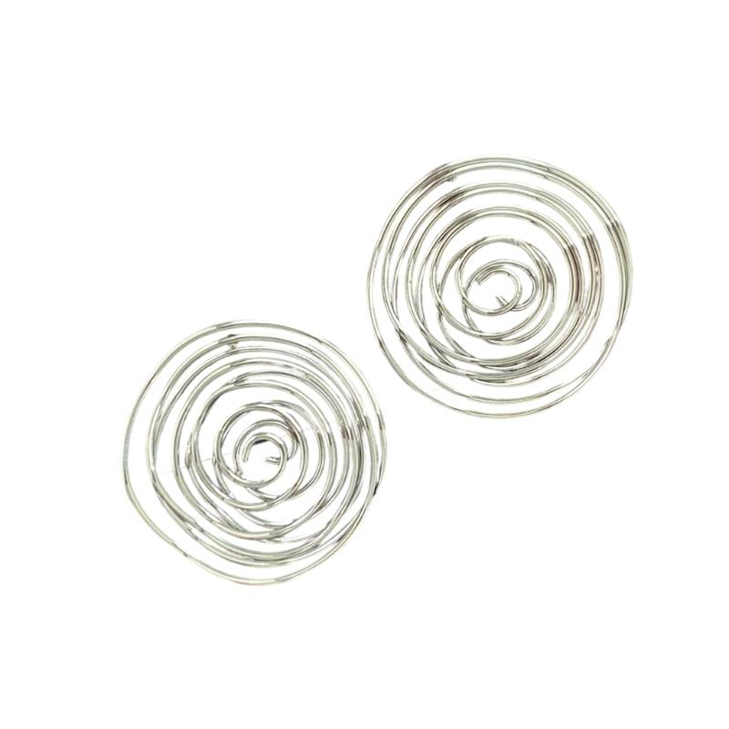Modern Circular Earrings With Distorted Hollow Design Lightweight Iron Material Gold Silver Options For Fashion Women