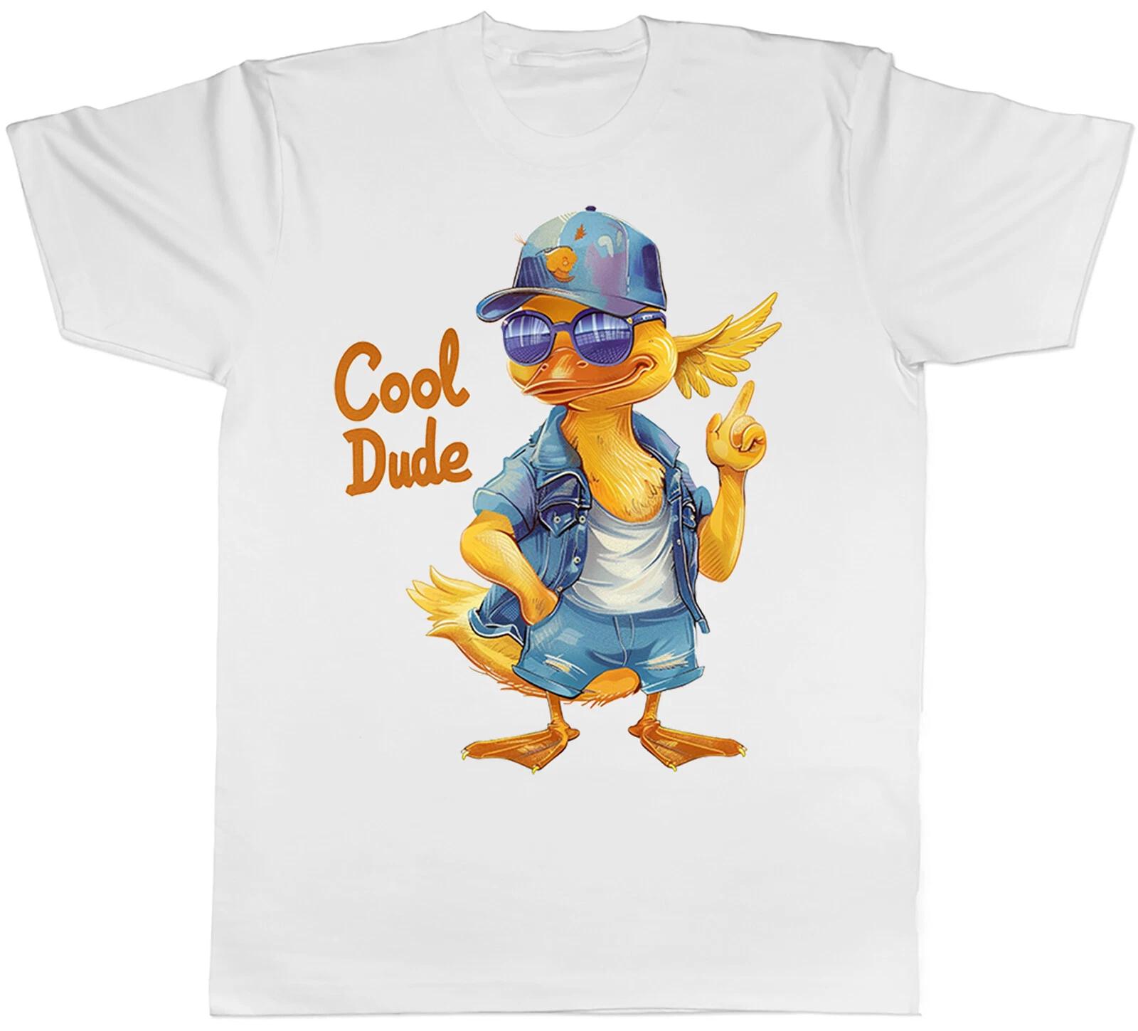 Cool Dude Hipster Duck Mens T-Shirt Sunglasses Cap Funny Tee Gift S