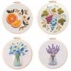 1set Fruit and Flower Embroidery Series DIY Embroidery Materials, Including Tools, Suitable for Beginners, Hand Embroidery Fabric Material Set