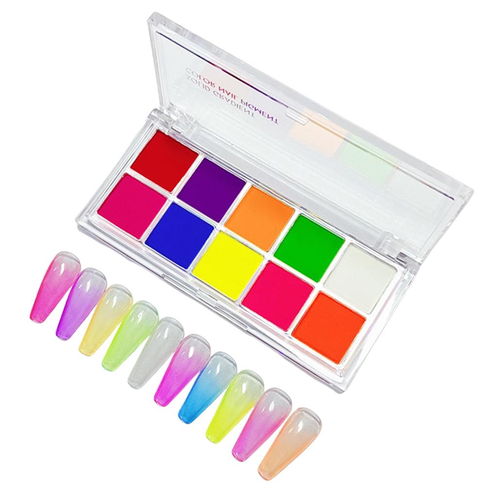 Fluorescent Nail Powder, 10-Color Set, Solid Nail Powder Palette, Neon Powder, Pigment, Color Powder, Glitter, for Nail Art, Resin, DIY Nail