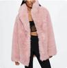 Autumn and winter European and American women's artificial fur warm medium and long suit collar coat coat
