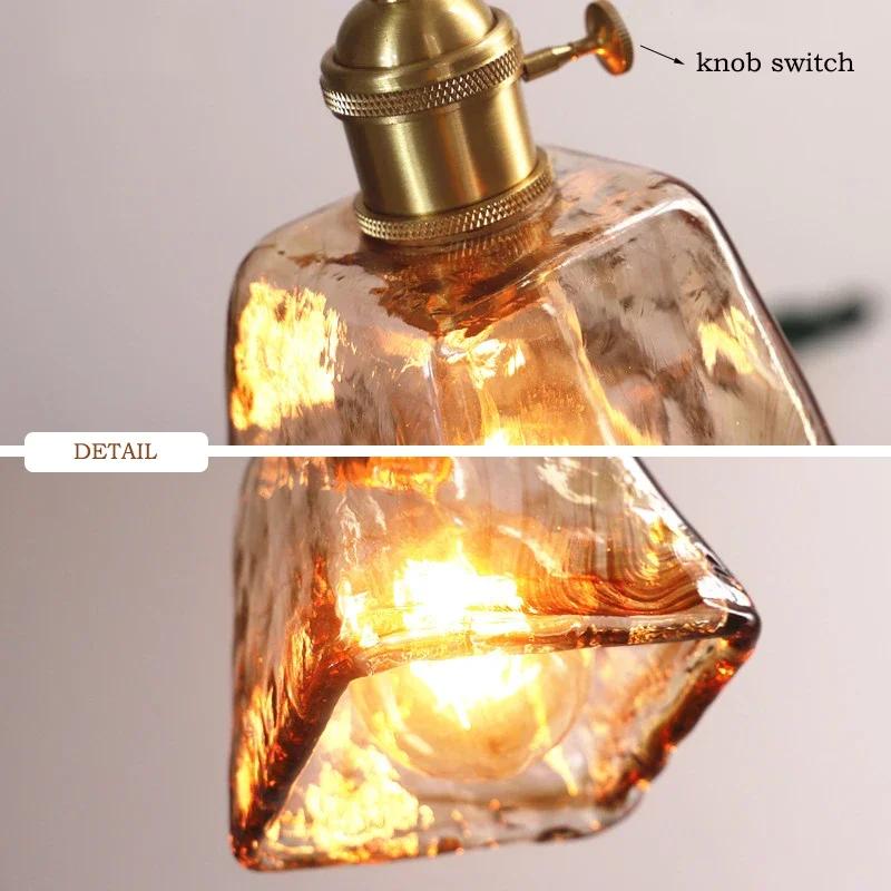 Retro Restaurant Chandelier Amber Glass LED Chandelier  Kitchen Bedside Home Decoration Indoor Lighting Ceiling Pendant Lamp