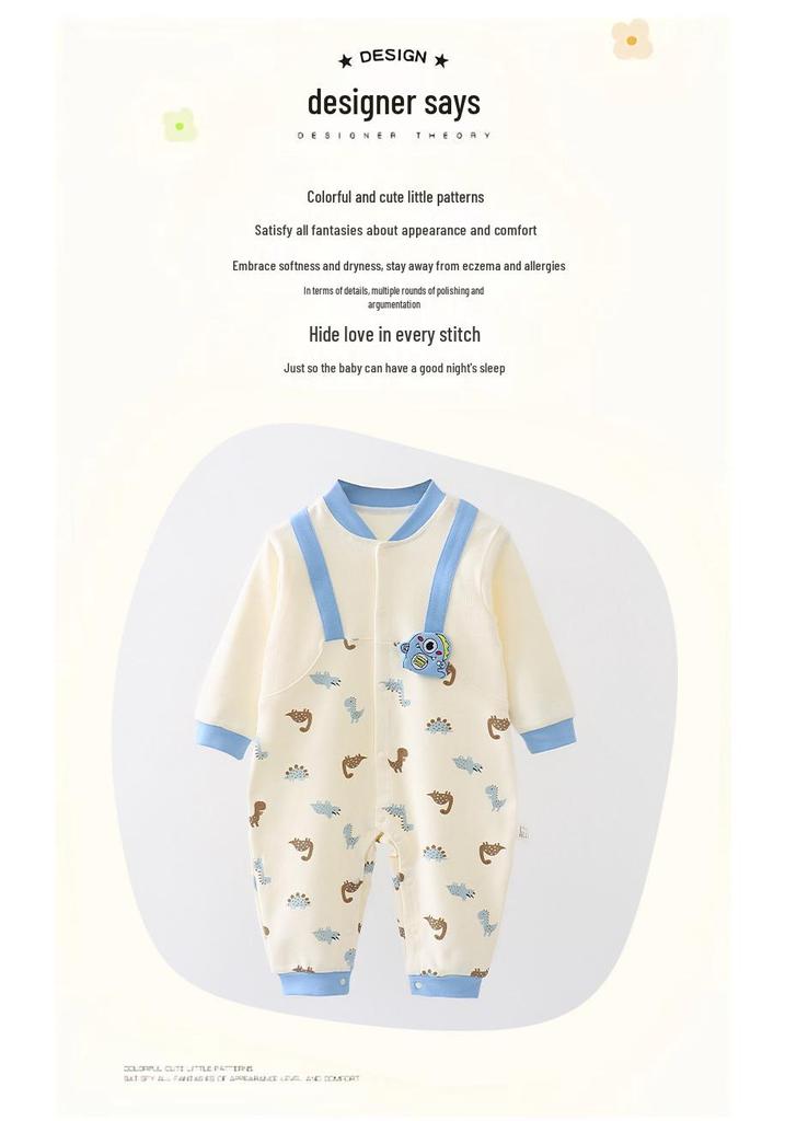 Nation's Top-Selling: Antibacterial Cotton Baby Bodysuit for Spring & Autumn - Long Sleeve, Perfect for Crawling & Home Wear.