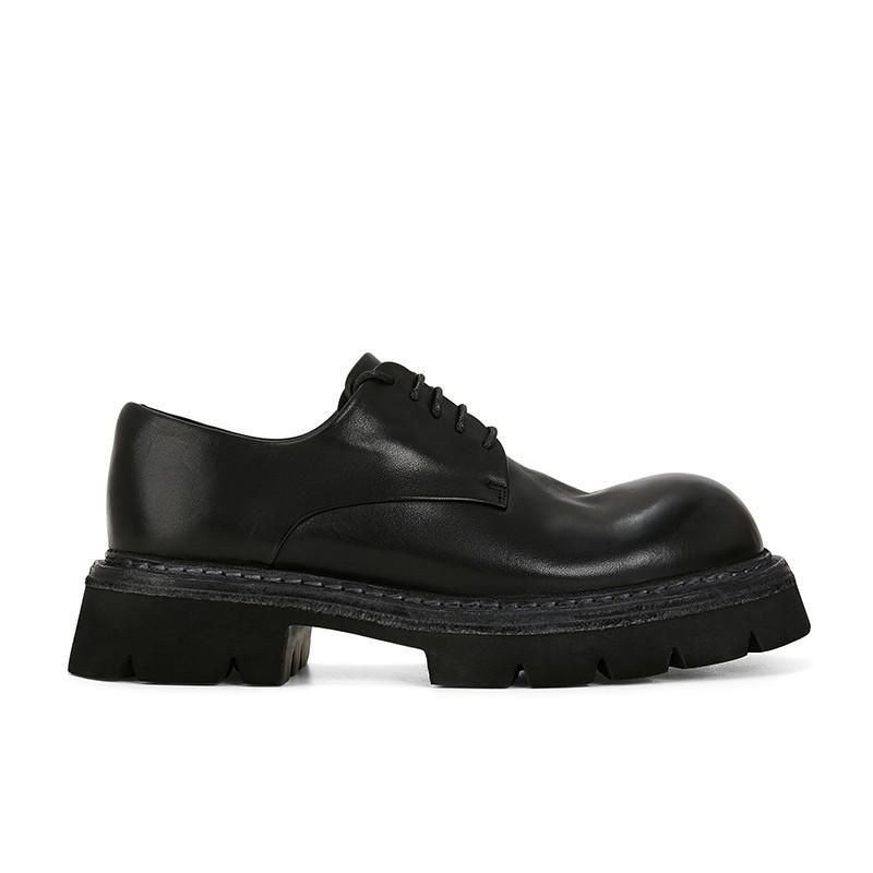 Spot zweites Haar Traubenmutter gleiche Retro gewaschene Schrumpfmuster runde Spitze Schnürer dicker Absatz Slipper Damen Herbst kleine Lederschuhe