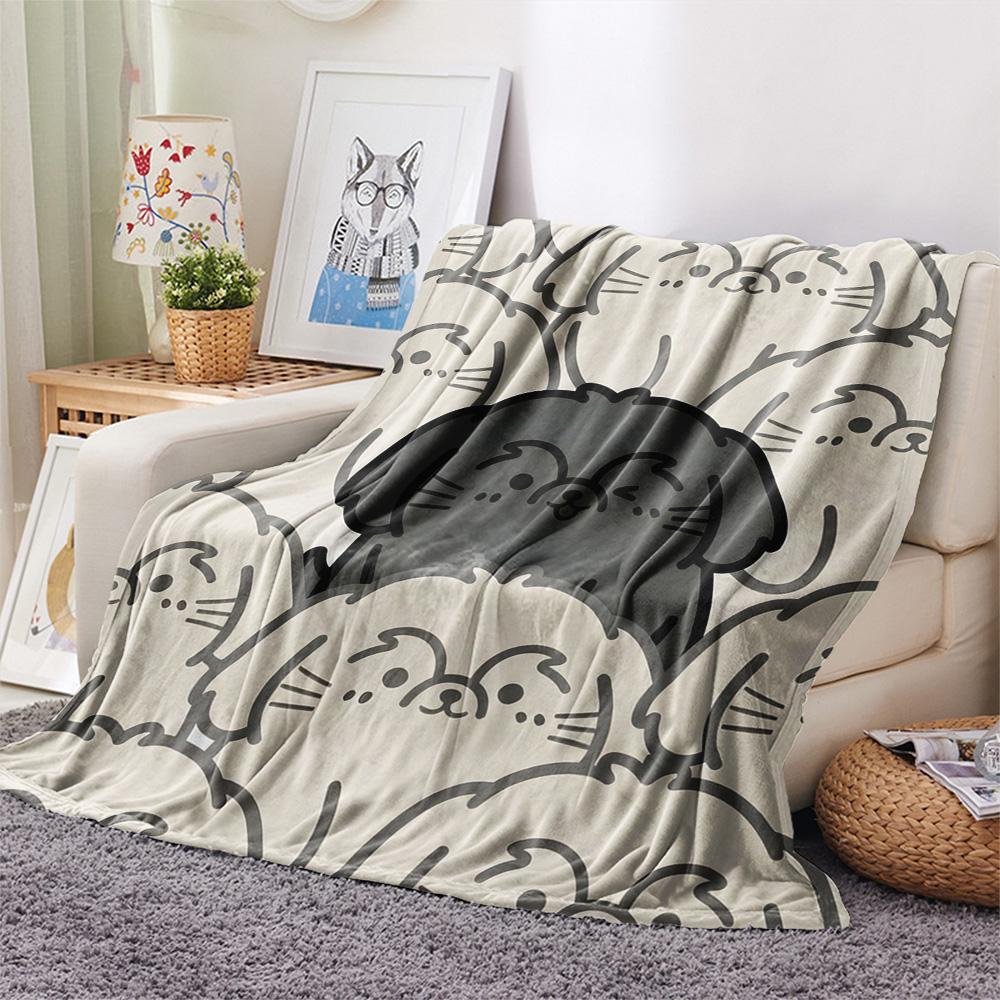 

1Pc Shih Tzu Print Flannel Blanket, High quality Comfortable for All Seasons, Home Decor, Warmth and Comfort, Perfect for Christmas Gifts 80cm x 120cm