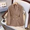 Women Fashion Temperament Blazer Long Sleeve Double Breasted Slim Coat Fall Jacket Office Lady Casual Outwear