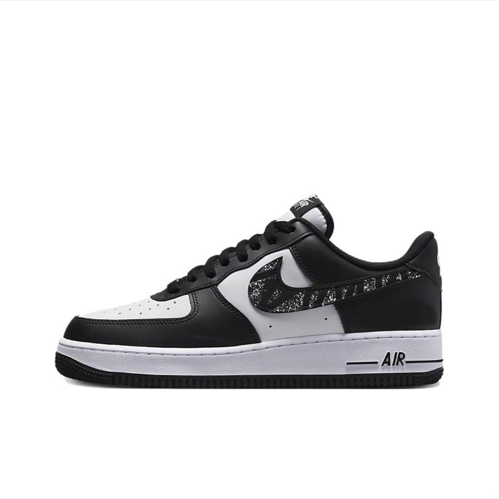 Nike Air Force 1 Slip Resistant Abrasion Resistant Balance Support Low top Skateboard Shoes Unisex White Black DV0788-001(Team384-A)
