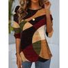 Round Neck 3D Flower Geometry Pattern Printed Top Fashionable Casual Long Sleeved Women's T-shirts