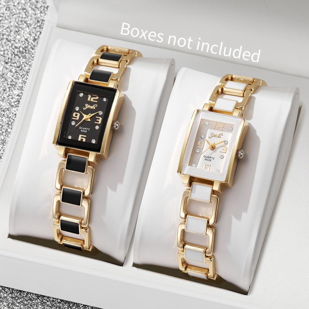 1/2PCS Fashion Rectangle Women Watches Ladies Arabic Dial Quartz Wristwatch Reloj Mujer