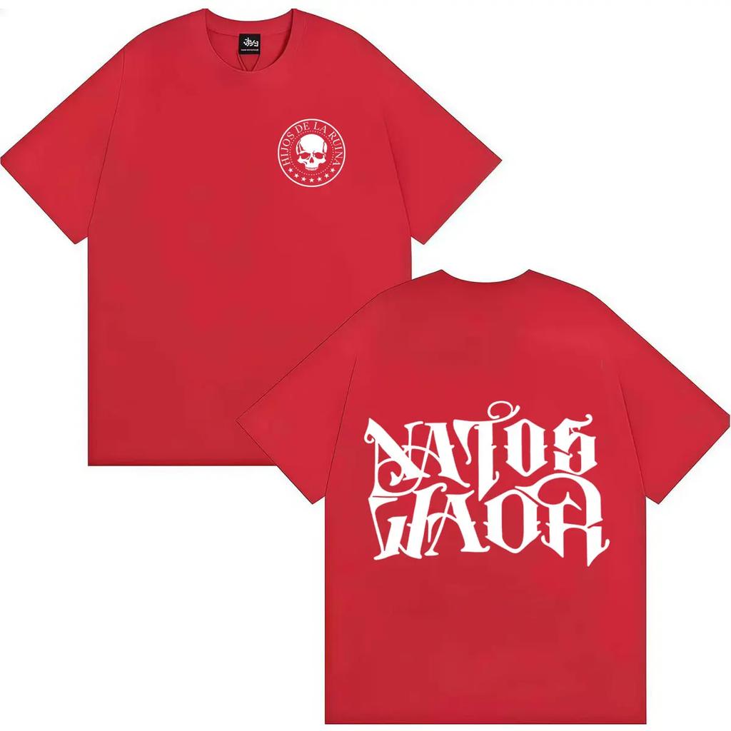 Rapper NATOS WAOR 2026 Fashion Double Sided Print 90s T Shirts Men Women CottonO-Neck Oversized Tops Streetwear Teenagers Unisex