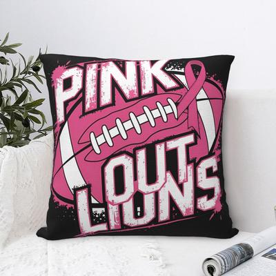 Löwen Pink Out Football Tackle Brustkrebs Kissenbezug Polyester Kissenhülle Dekorative Kissenbezug Hülle Auto mit Reißverschluss 18