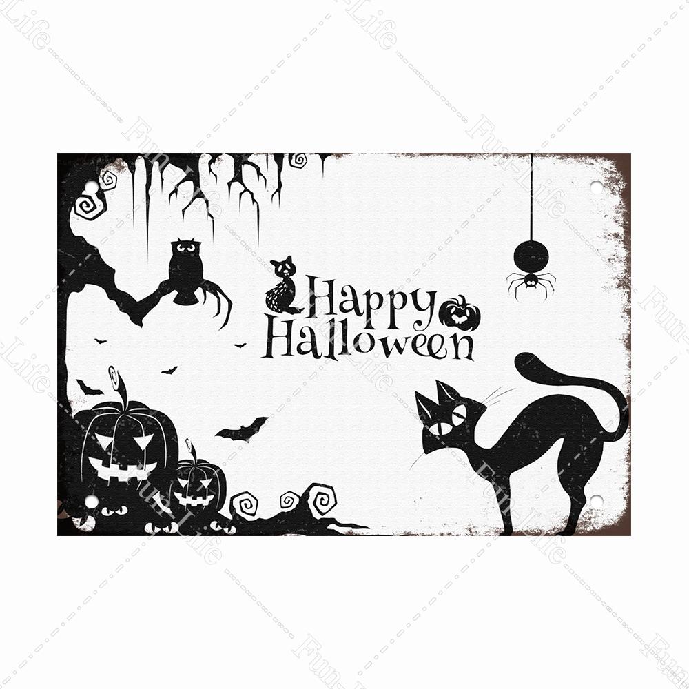 Halloween Shabby Chic Home Bar Festival Vintage Wall Decor Metal Tin Signs Pub Tavern Retro Pumpkin Decorative Plate 20x30cm