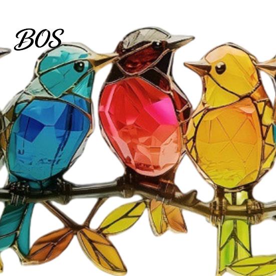 2D Acryl Hängende Dekoration Bunte Vögel Sonnenfänger, Dekoration, Buntglas Flacher Fänger Stil Niedlicher Sonnenfänger für Fenster Wand Eingang