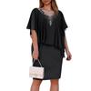 Plus-size Women's Dress Summer Solid Color V-neck Mid-sleeve Casual Dress