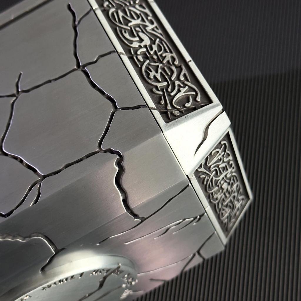Thor's Hammer Figure: Luminous Metal Model with Cracked Effects, Desktop Ornament