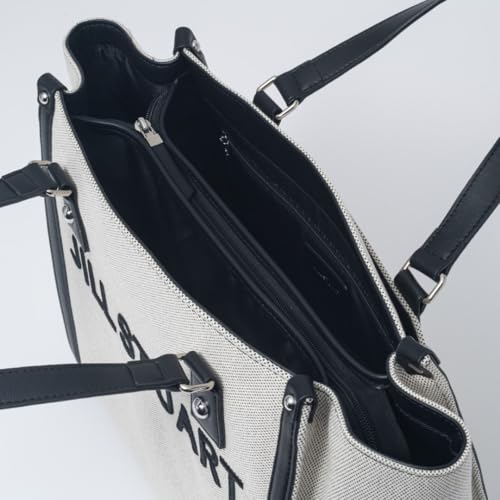 JILL STUART Women's Tote Bag with Panel, Brand Logo, Daily Casual, White x Black, JSLH5AH1