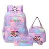 3Pcs/Sets Mochila Backpack Colorful Schoolbag Pencil Case Lunch Bag for Students School Bags Pen Bags