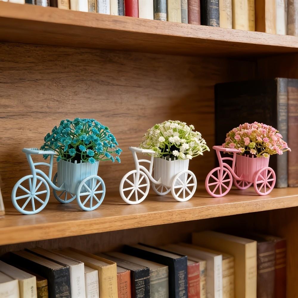 Country tyle Mini Bicycle Ornaments Decoration Miniature Garden Artificial Flowers Ornaments Tricycle Models