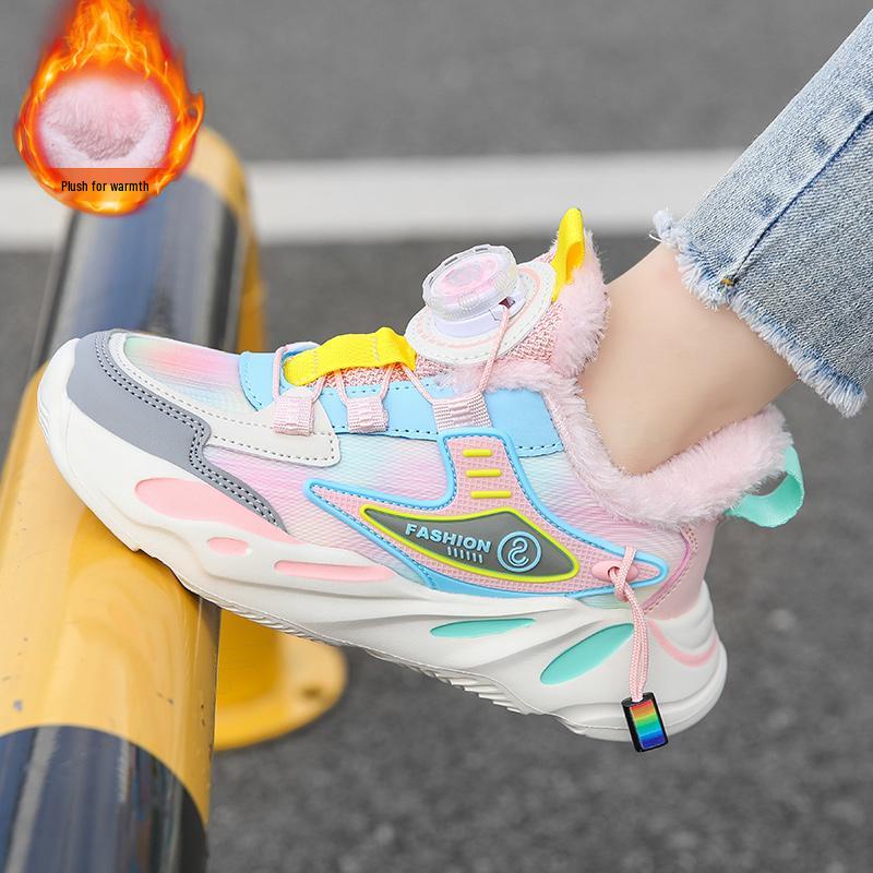 2025 Herbst/Winter Leder-Sportschuhe für Mädchen mit Drehverschluss