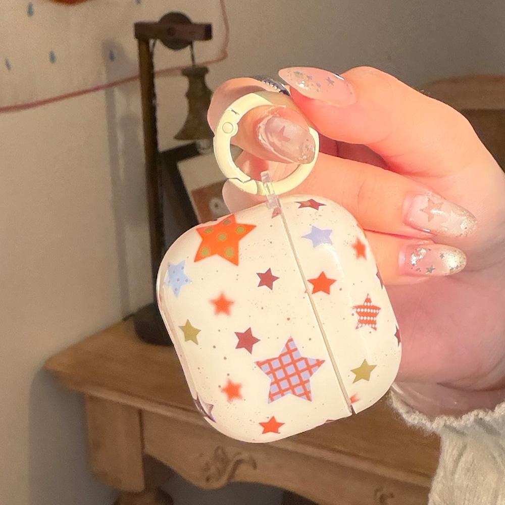 cute cartoon colorful stars imd retro pendant soft silicone protection cover case for airpods 1 2 3 4 Pro 3 Pro2 earphone cases
