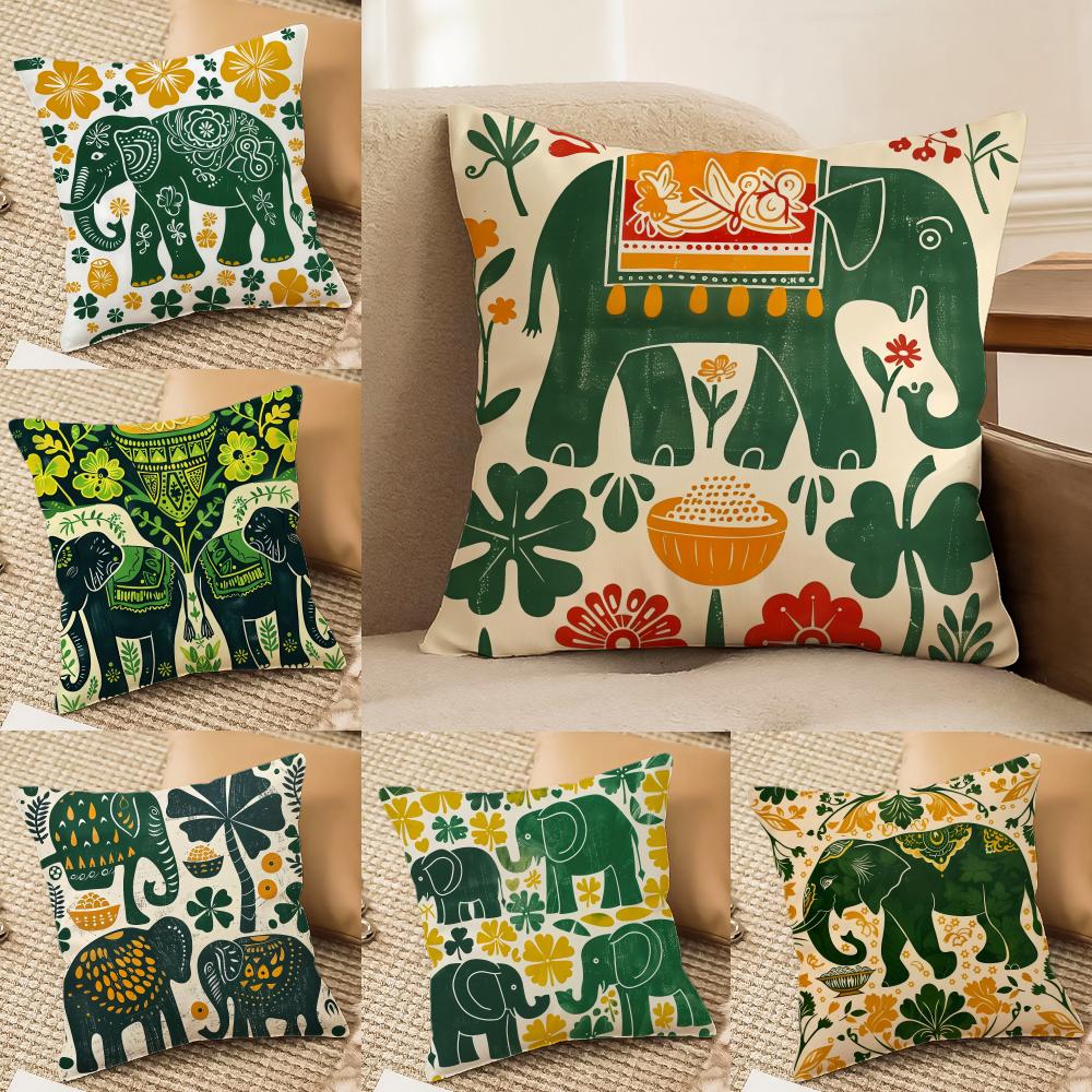 Hot Selling Elephant And Flower Pillow Case Silky Elegant Comfort Sofa Bed Invisible Zipper