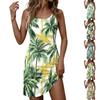 Modisches lässiges ärmelloses Damenkleid mit Rundhalsausschnitt und Blumenprint