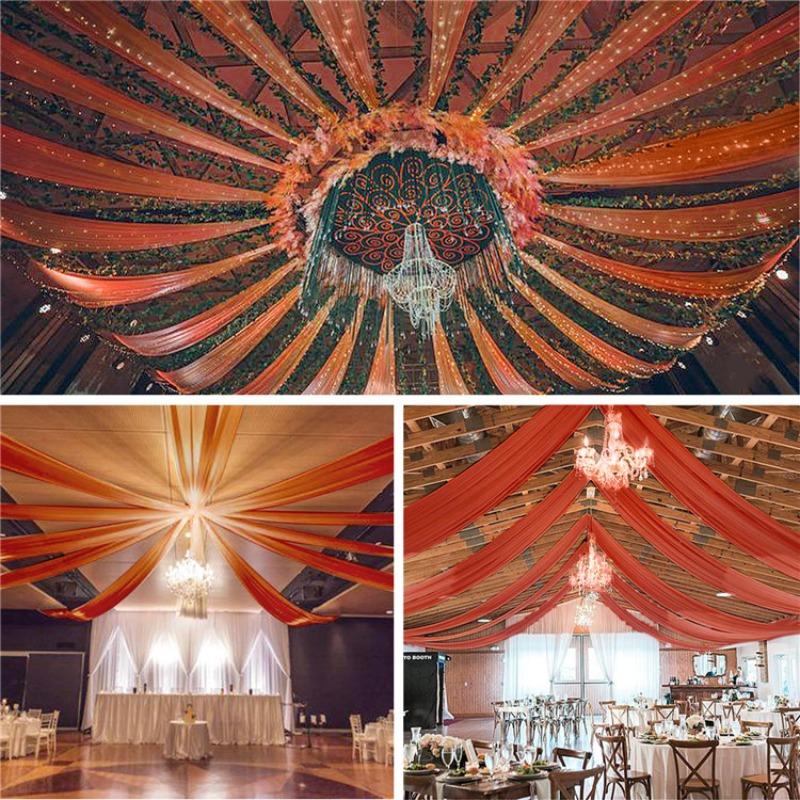 1 pezzo Tende da soffitto colorate per matrimonio Decorazione Tenda in chiffon lucido Drappeggio per cerimonia all'aperto di matrimonio Decorazione per feste