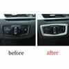 Cover Trim Car Headlight Switch Control 2016-21 Fit For BMW X1 F48 Matte Silver