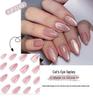 Cat Eye Nude Pink Reusable False Nails - Finished Manicure Tips, European & American Style
