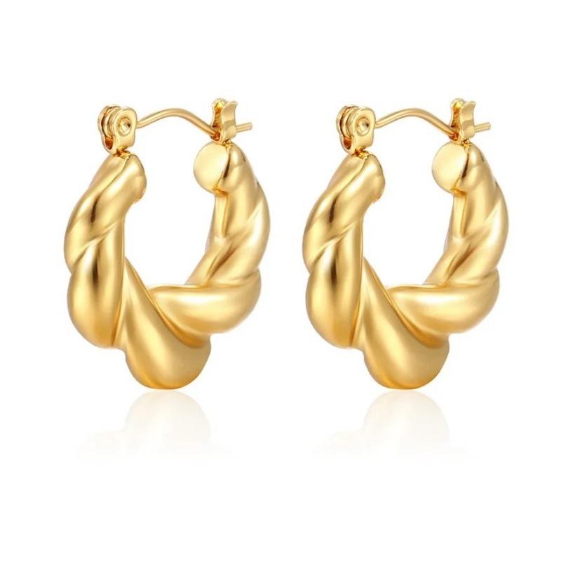 Titanium Steel Temperament Twist Ear Buckle Large Hoop Twisted Earrings High-End Female Stainless Steel Retro Hoop Decoration