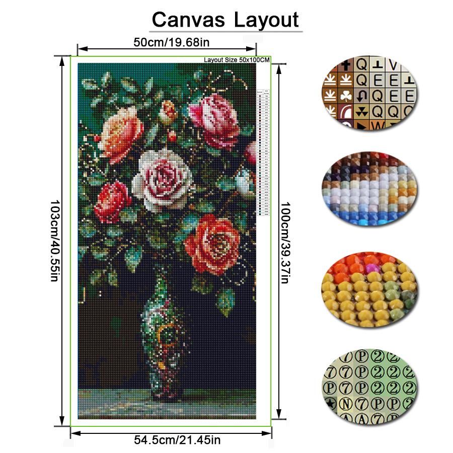 Still Life Flower Vase Large Size Diamond Painting Floral Diy Full Square Round Drill Rhinestone Embroidery Mosaic Cross Stitch Kits