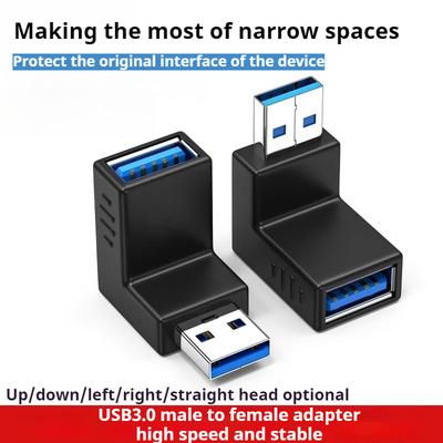 USB3.0 Adapter Male To Female 90-degree Right-angle USB Elbow To Connector L-shaped USB Cable Male To Female Converter