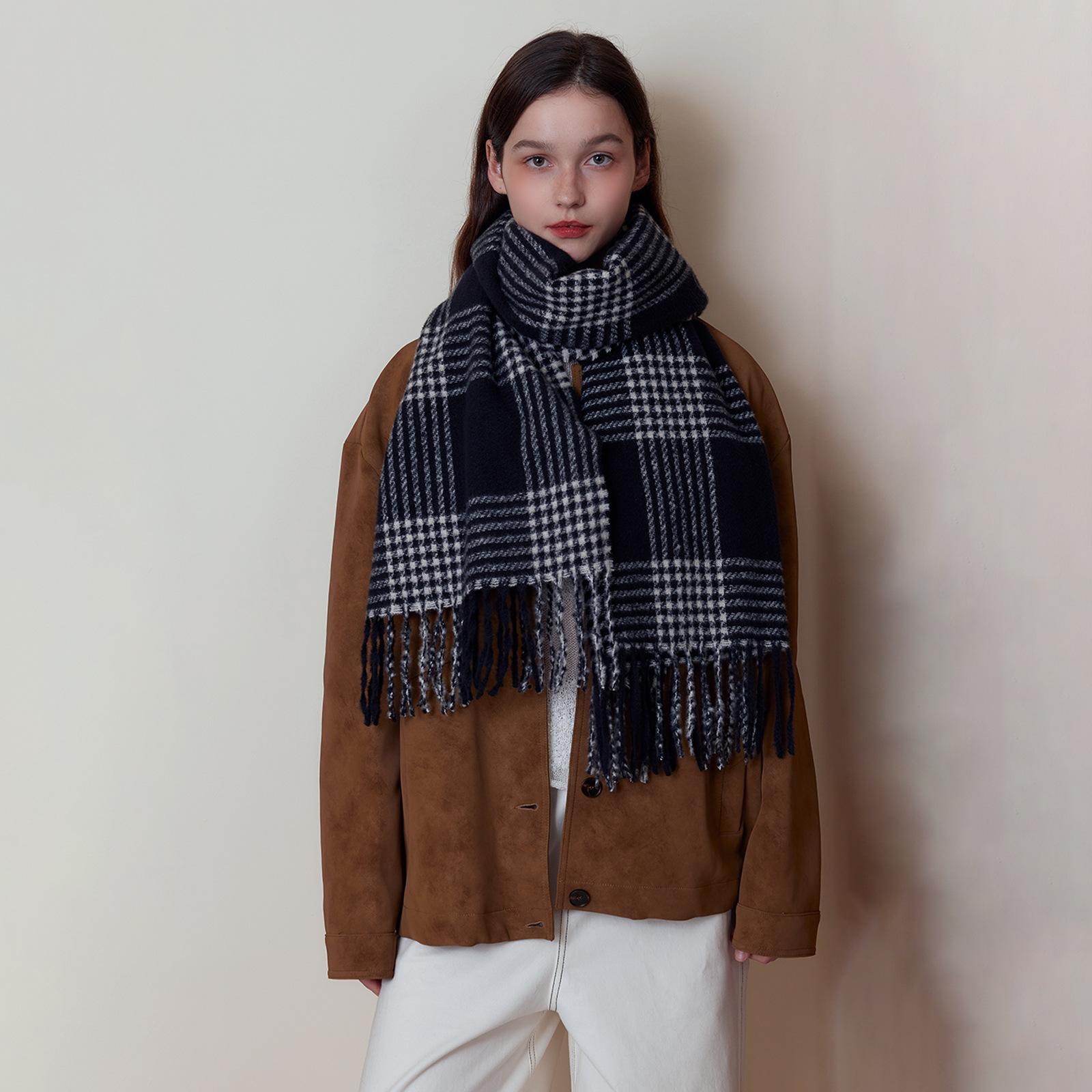 

Retro British plaid imitation cashmere scarf women s shawl autumn and winter warm scarf