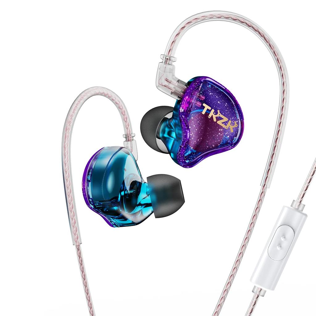 TKZK TK01 Wired HIFI Sound 10mm Dynamic Noise Detachable Gaming Compatible with Ideal for Working from and Music Monitoring with In-Ear Earphones,