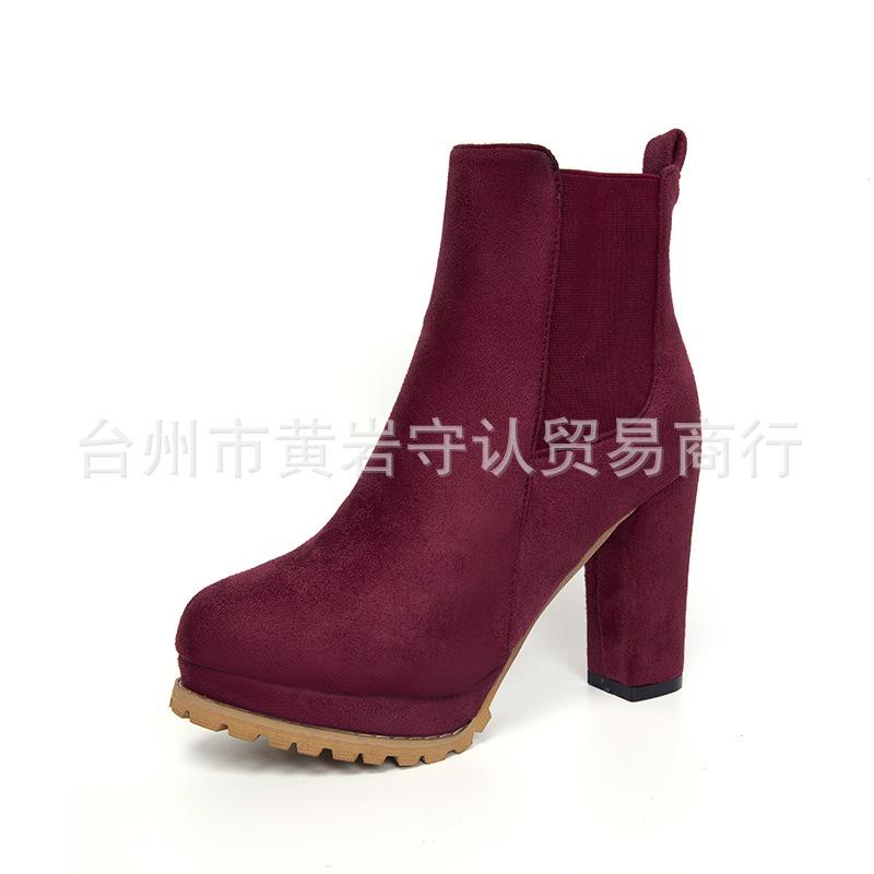

New round head leopard print winter thick heel short boots women s water table sleeve large size Martin boots women 35