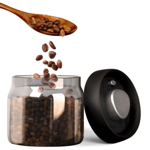 MOHOPE Coffee Canister, Vacuum Storage Container, Coffee Bean Storage Container, Airtight, Anti-oxidation, Heat-Resistant Glass, Light-Shielding, 500m