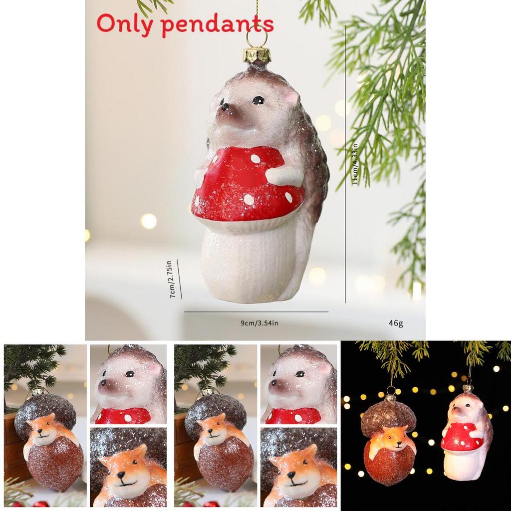 Christmas Tree Decor Squirrel Hedgehog Theme Plastic Ornament For Holiday Celebration