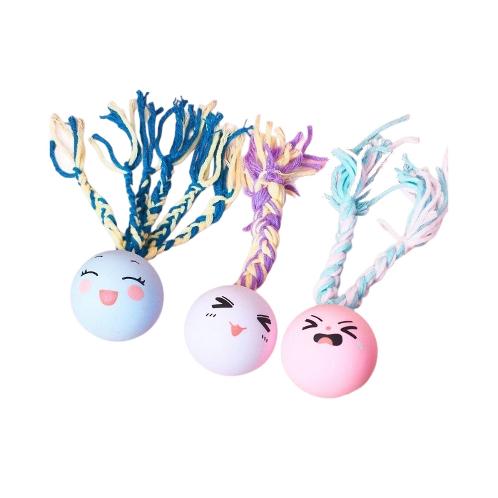 

Pet Chew Ball with Rope and Cartoon Face Design for Interactive Play Durable Material Suitable for Dogs and Cats One Size