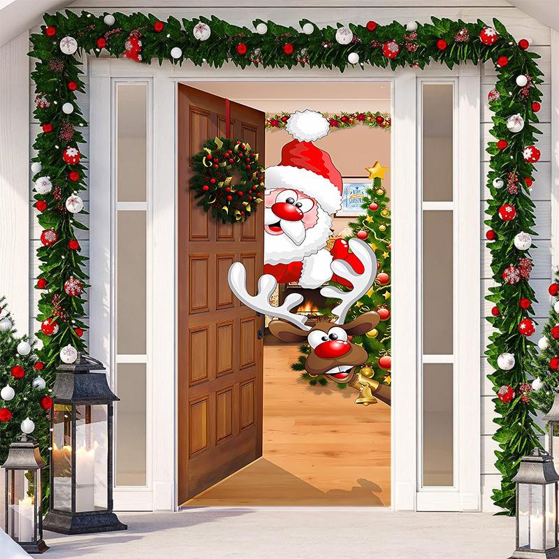 Christmas Door Tapestry: Hanging Cloth Decoration for Festivals & Parties