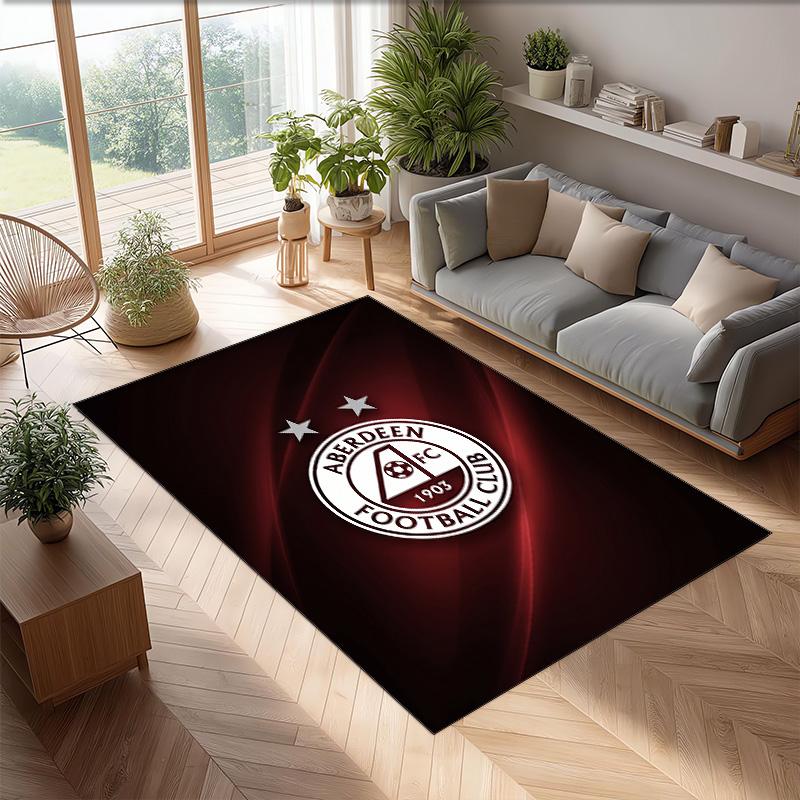 Aberdeen FC Soccer Football Pattern Soft Area Rug Non Slip Indoor Floor Carpet Sports Decor Mat for Bedroom