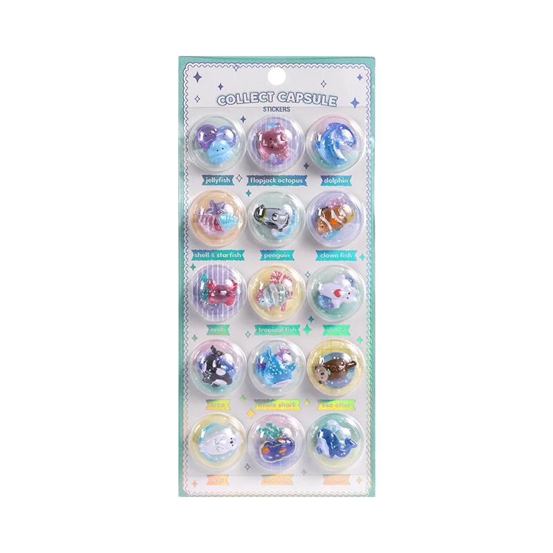 3 Pcs/6 Pcs Random 3D Creative Space Food Cartoon Round Relief Stickers Scrapbooking Diy Journal Cute Stationery Sticker