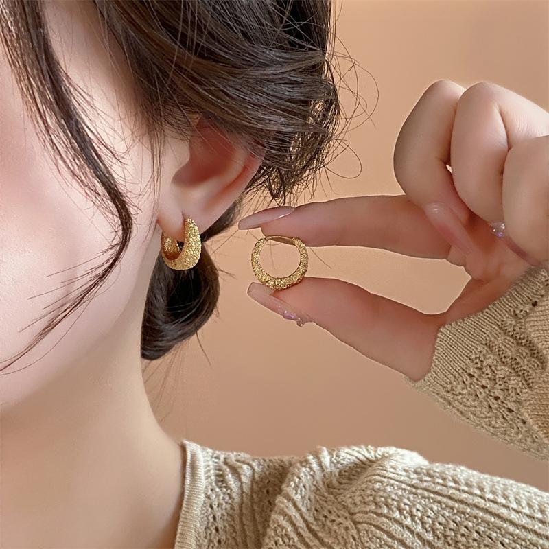 Elegant Anti-Fade Stainless Steel Hoop Earrings for Fashionable Women