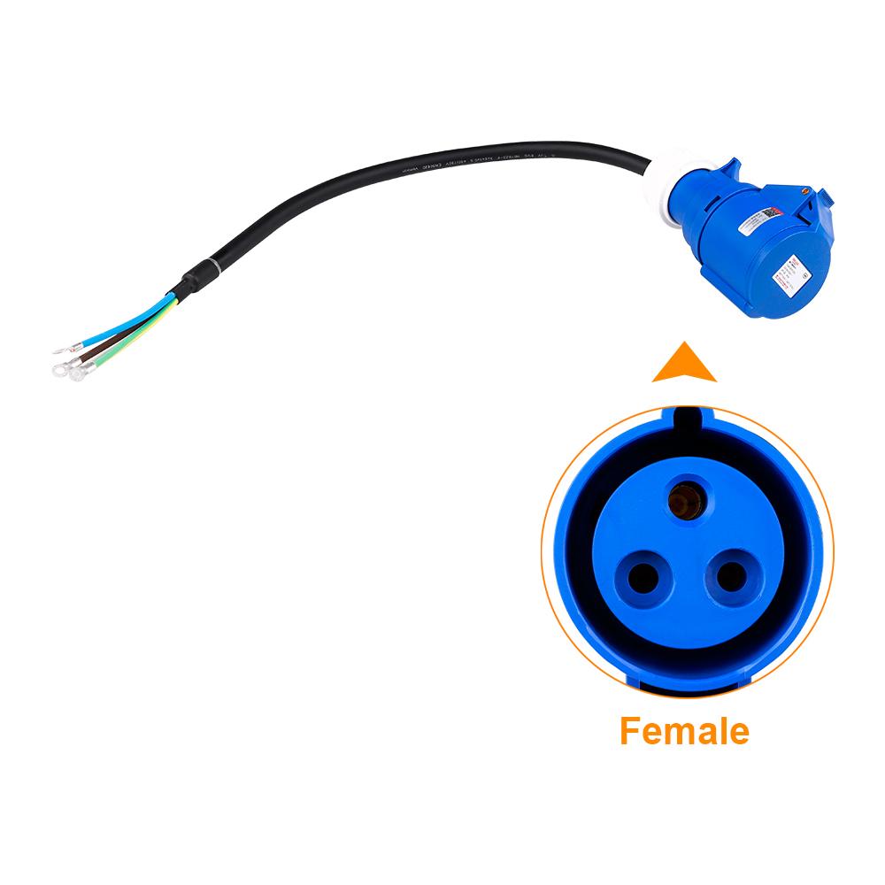 EV Charger CEE Female Plug 3Pins Adapter Waterproof Connection WallMount Socket 32A 1Phase 7KW Schuko / Israel Plug 0.5M Cable