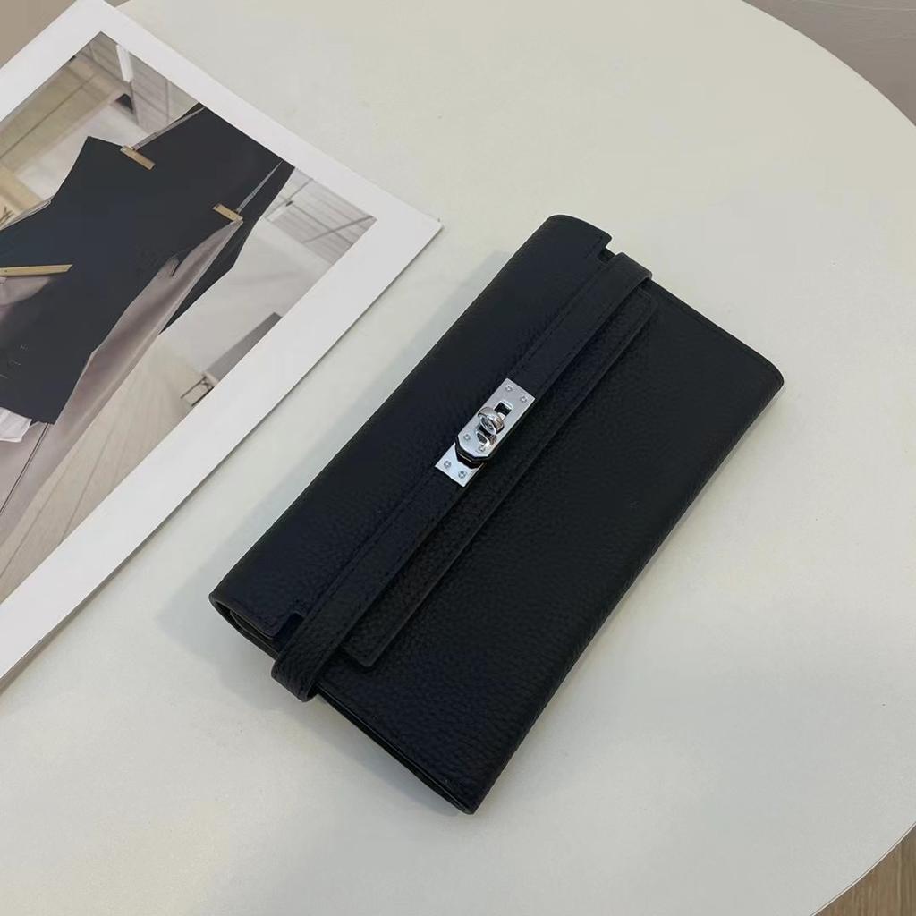 Prabangios moteriškos piniginės iš natūralios odos, aukštos kokybės, pagamintos iš pirmo karvės odos sluoksnio, ilga piniginė sidabro spalvos užsegimu, nuostabi delninė be logotipo